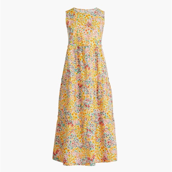 J. Crew Factory Dresses & Skirts - J.CREW Mixed Floral Sleeveless Tiered Midi Dress Pockets 4